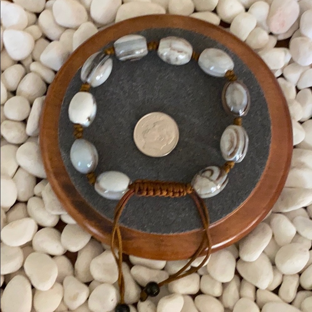 Beautiful Oval Gray Agate Adjustable Bracelet - image 1